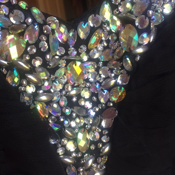 Black Rhinestone Prom Dress - Picture 3 of 5